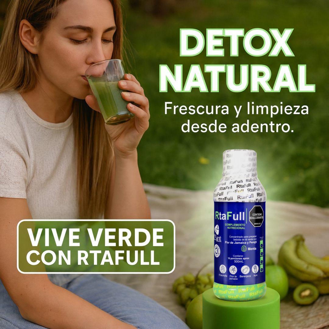 Botella RtaFull de concentrado herbal sabor a menta, 500 mL