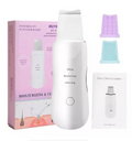Espátula facial blanca con dos cabezales de silicona y empaque