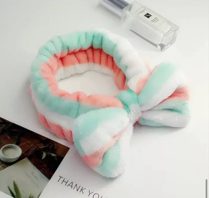 Balaca para maquillaje con lazo y franja elástica