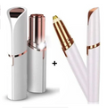 Combo de depilador facial y depilador de cejas eléctricos blancos y rosados