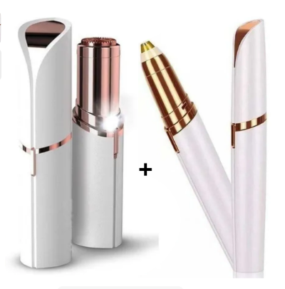 Combo de depilador facial y depilador de cejas eléctricos blancos y rosados