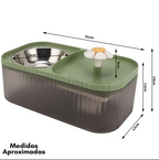 Medidas del comedero con fuente y plato de acero inoxidable