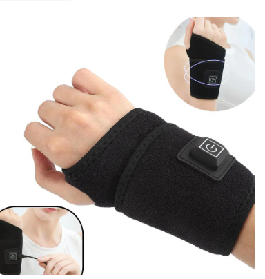 Muñequera negra de compresión con control de calefacción y conexión USB
