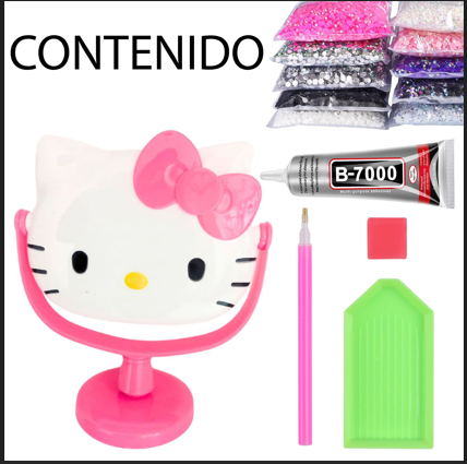 Contenido del kit para decorar el espejo con pedrería