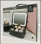 Empaque del maletín negro de maquillaje con espejo LED