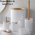 Set de seis accesorios blancos para organizar el baño