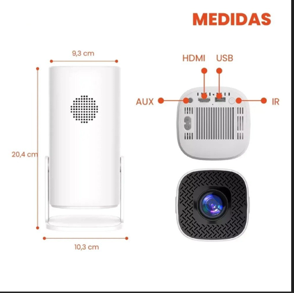 Medidas y conexiones de referencia del proyector