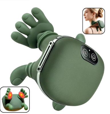 Masajeador corporal inalámbrico verde con nodos de silicona y controles integrados