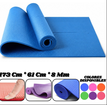 Tapete de yoga con medidas 173 por 61 cm y grosor de 8 mm