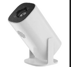 Vista del proyector portátil blanco con soporte