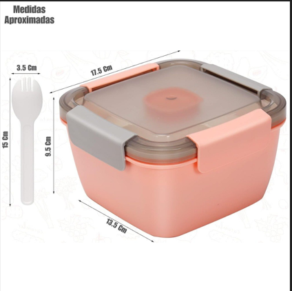 Medidas aproximadas de la lonchera porta comida