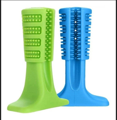 Cepillo dental mordedor para perros en verde y azul