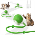Pelota interactiva para gatos con cola de cuerda y cable de carga