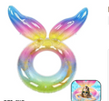 Flotador inflable circular multicolor con aleta decorativa tipo sirena