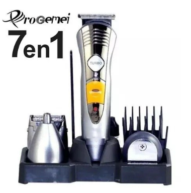 Kit de afeitadora Gemei GM-580 con máquina, cabezales y peines en base