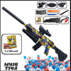 Lanzador de gel M416 T14A multicolor con accesorios y dos paquetes de 500 bolas