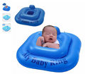 Flotador inflable azul tipo asiento con respaldo para bebé