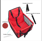 Canasta de viaje para mascotas con detalles de correa y varillas