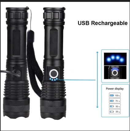 Carga USB e indicador de batería de la linterna