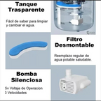 Tanque transparente, filtro desmontable y bomba del bebedero