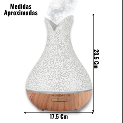 Imagen con medidas aproximadas del difusor craquelado